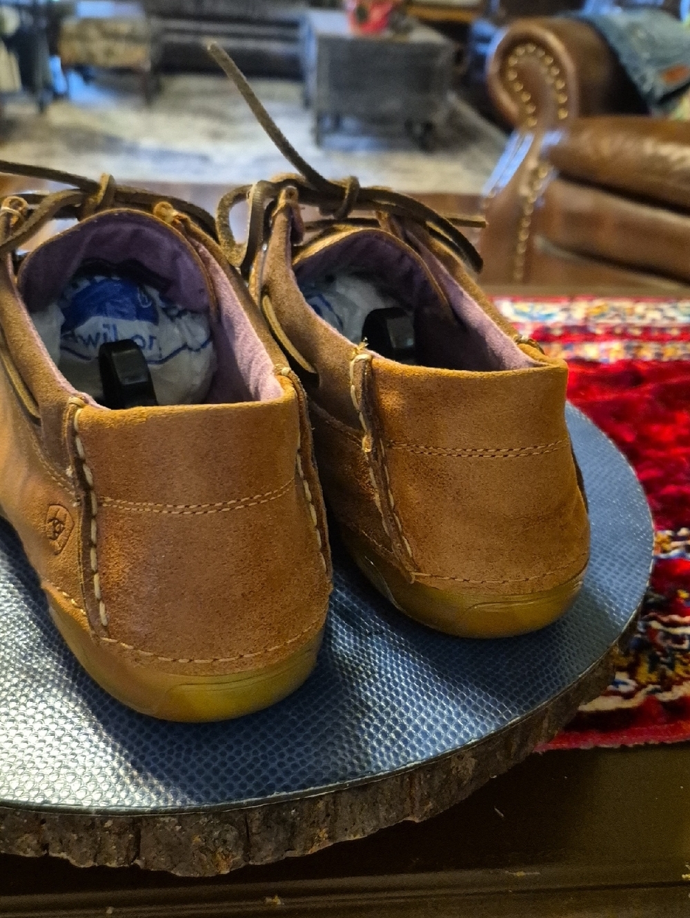 Ariat Tan Suede Boat Moccasin Lace-Up Shoes Sz 10B. GC.(#1256S). - Picture 4 of 11